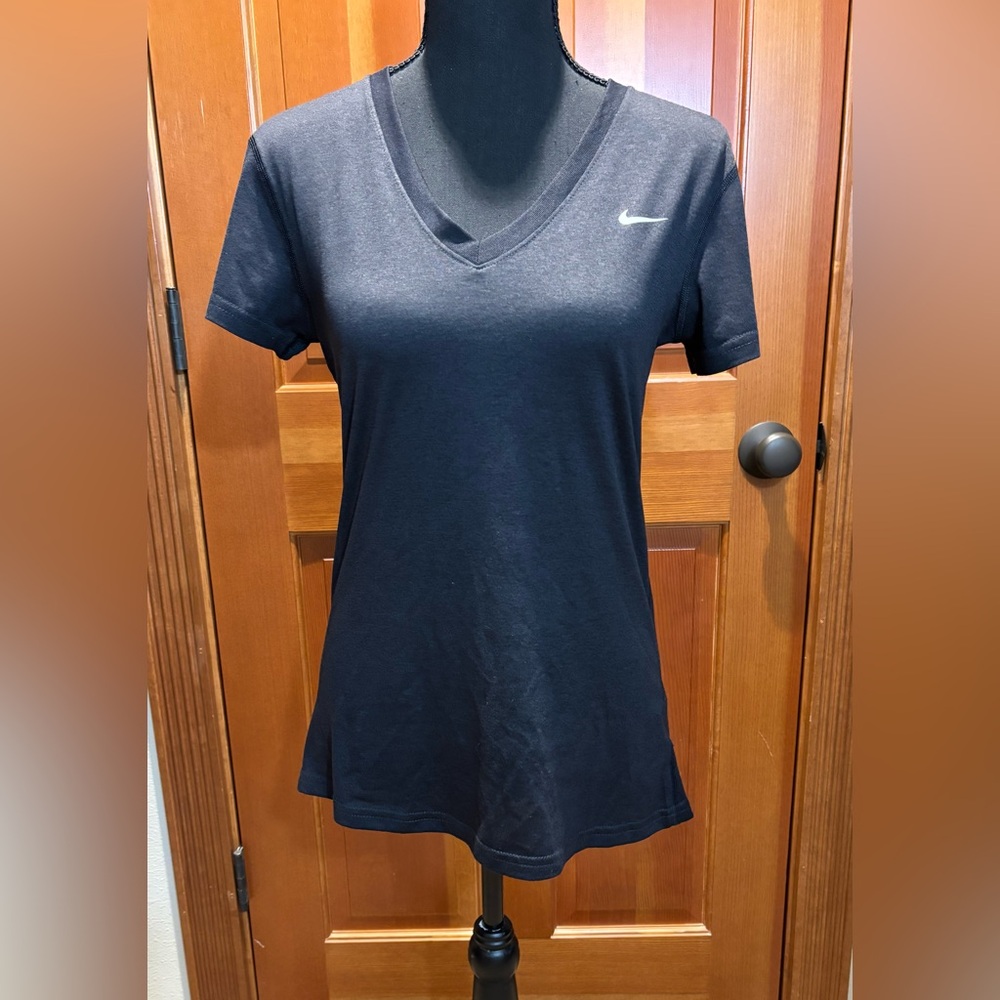 Nike Black V Neck Tee Shirt, size S.